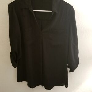 EXPRESS Button Up Black Blouse Size L